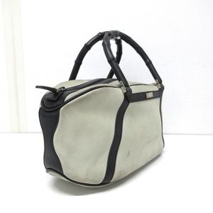 Gucci Gray Light Suede Handbag Bamboo